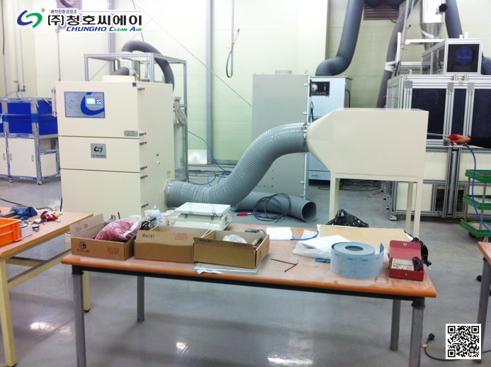 집진기 모래를 이용한 에칭작업 (강화유리 가공 및 제조시) 사진 1
